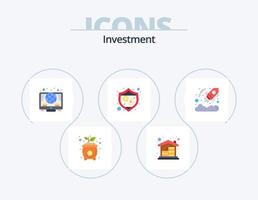 paquete de iconos planos de inversión 5 diseño de iconos. inversión. negocio. en línea. blindaje. proteccion vector