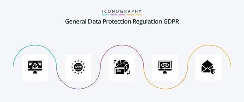 Gdpr Glyph 5 Icon Pack Including security . privacy . data. world vector