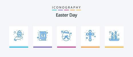 Easter Blue 5 Icon Pack Including spring. candles. easter. cross. celebration. Creative Icons Design vector