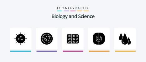 Biology Glyph 5 Icon Pack Including cell. atom. health. sample. medical. Creative Icons Design vector