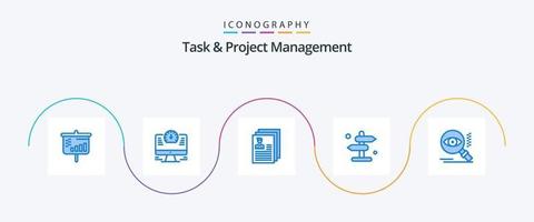 paquete de iconos azul 5 de gestión de tareas y proyectos que incluye búsqueda. camino. documento. navegación. junta vector