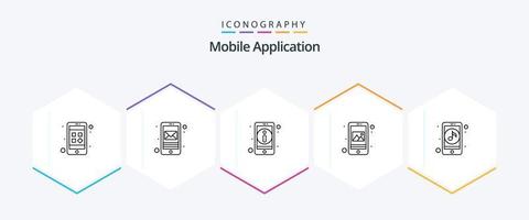 Mobile Application 25 Line icon pack including mobile. mobile. detail. gallery. app vector