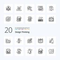20 Design Thinking Line icon Pack like design screen design graphic computer vector