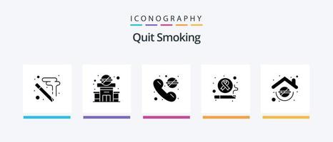 Quit Smoking Glyph 5 Icon Pack Including smoking. habit. not allowed. cancer. no. Creative Icons Design vector