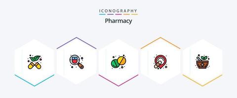 paquete de íconos de 25 líneas completas de farmacia que incluye. farmacia. farmacia. medicamento. vendaje vector