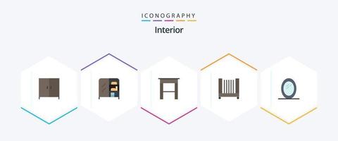 paquete interior de 25 iconos planos que incluye . cuna. vector