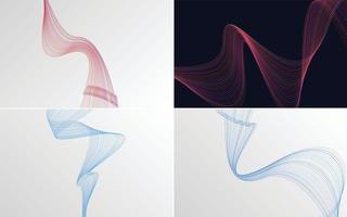 Set of 4 abstract waving line backgrounds to add flair to your design vector