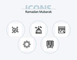 paquete de iconos de línea ramadan 5 diseño de iconos. islam. mezquita. Ramadán. musulmán. alfiler vector