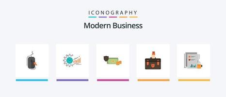 Modern Business Flat 5 Icon Pack Including money. finance. market. coins. dollar. Creative Icons Design vector