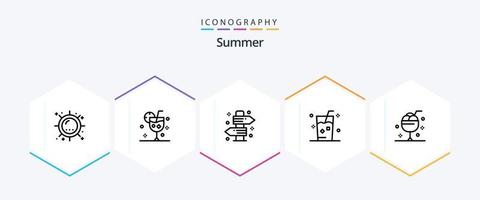 Summer 25 Line icon pack including ice. drink. glass. travel. signboard vector