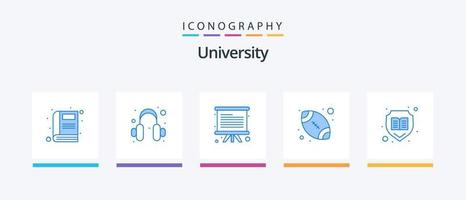 University Blue 5 Icon Pack Including open. sport. blackboard. football. american. Creative Icons Design vector