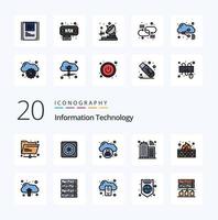 20 Information Technology Line Filled Color icon Pack like cloud internet cloud firewall internet vector