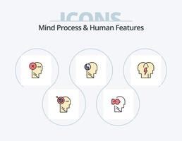 Mind Process And Human Features Line Filled Icon Pack 5 Icon Design. head. feature. chart. human. vector