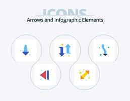 paquete de iconos planos de flecha 5 diseño de iconos. abajo. arriba. abajo. flechas bien vector