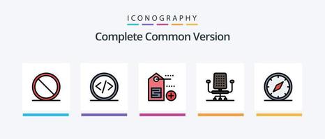 Complete Common Version Line Filled 5 Icon Pack Including education. college. chair. fashion. cap. Creative Icons Design vector