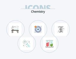 paquete de iconos planos de química 5 diseño de iconos. ciencia. química. experimento. molécula. átomos vector