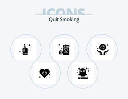 dejar de fumar icono de glifo paquete 5 diseño de iconos. manos. de fumar. muerte. abandonar. vapeador vector