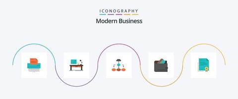 Modern Business Flat 5 Icon Pack Including data architecture. algorithm. business. flowchart. office vector