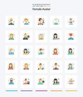 Creative Female Avatar 25 Flat icon pack  Such As chef. profession. barber. female. grooming vector