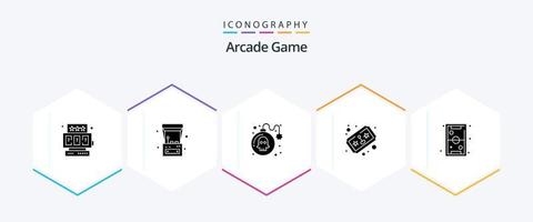 Arcade 25 Glyph icon pack including kids. fun. danger. joystick. game vector