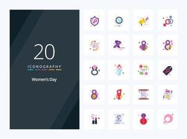 20 icono de color plano del día de la mujer para la presentación vector