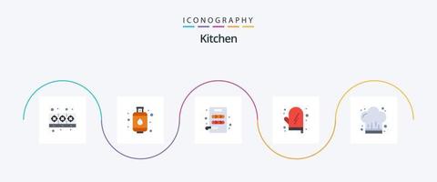 Paquete de 5 iconos de cocina plana que incluye restaurante. cocinar. corte. cafetería. guante vector