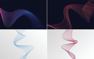 Set of 4 abstract waving line backgrounds to add style to your work vector