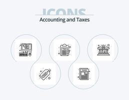 Taxes Line Icon Pack 5 Icon Design. duties. calculator. report. calculate. management vector