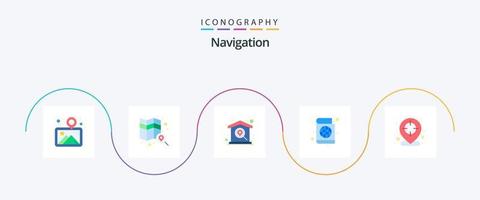 paquete de iconos de 5 planos de navegación que incluye flecha. libreta de pasaporte encontrar. pasaporte. navegar vector