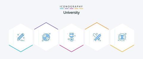 University 25 Blue icon pack including biology. gold. sport. baseball vector