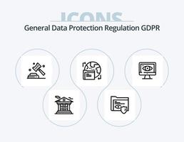 paquete de iconos de línea gdpr 5 diseño de iconos. seguridad. carpeta. seguro. gdpr. ley vector