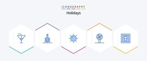 Holidays 25 Blue icon pack including holiday. cross. summer. lollipop. festival vector
