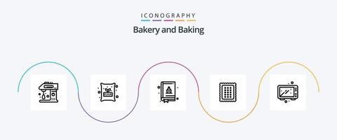 paquete de iconos de la línea 5 de horneado que incluye hornear. alimento. trigo. pan. panadería vector