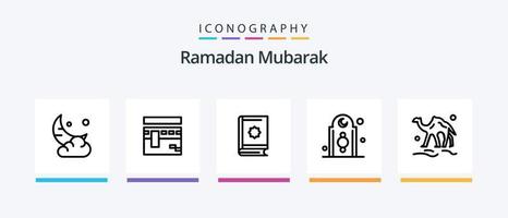 paquete de iconos ramadan line 5 que incluye desierto. árabe. orar. camello. islam. diseño de iconos creativos vector