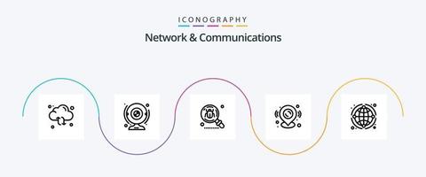 paquete de iconos de la línea 5 de red y comunicaciones que incluye la ubicación. alfiler. computadora. buscar. encontrar vector