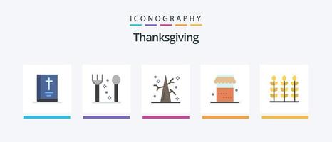 Thanks Giving Flat 5 Icon Pack Including . thanks. thanksgiving. wheat. food. Creative Icons Design vector