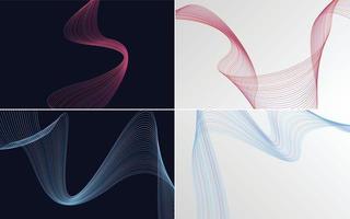 Set of 4 geometric wave pattern backgrounds to add depth to your design vector