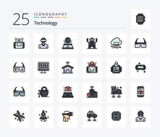 paquete de iconos llenos de 25 líneas de tecnología que incluye administrar. juguete. hombre. tecnología. presentación vector