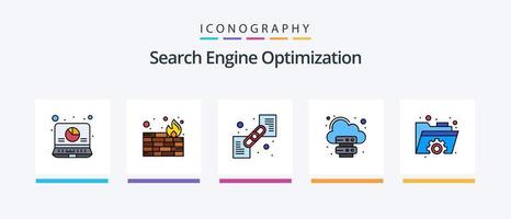 Seo Line Filled 5 Icon Pack Including sort. filter. goal. folder. protection. Creative Icons Design vector