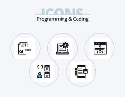 paquete de iconos llenos de línea de programación y codificación 5 diseño de iconos. computadora. aplicación desarrollo. gestión. desarrollar vector