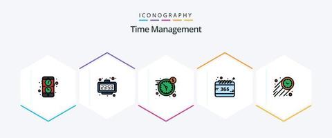 Time Management 25 FilledLine icon pack including fast. selection. watch. calendar. time vector