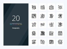 20 Geo Graphy Outline icon for presentation vector