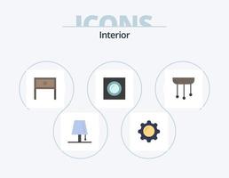 paquete de iconos planos interiores 5 diseño de iconos. luz. interior. constituir. mesa. familiar vector