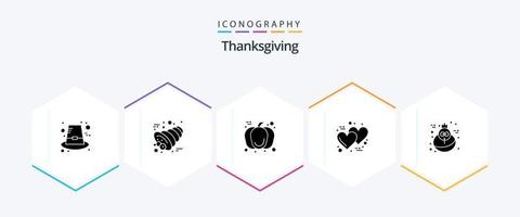 Thanksgiving 25 Glyph icon pack including thanksgiving. thanks day. pumpkin. romantic. day vector
