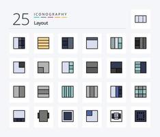 Layout 25 Line Filled icon pack including table. layout. layout. scale. maximize vector