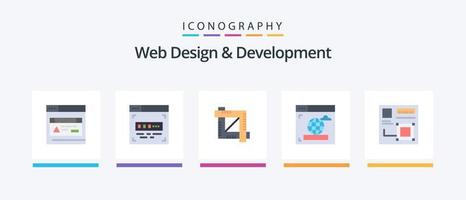 Web Design And Development Flat 5 Icon Pack Including web. design. designing tool. browser. web. Creative Icons Design vector