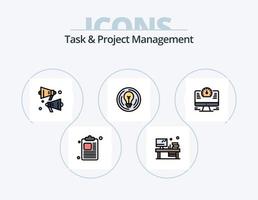 Task And Project Management Line Filled Icon Pack 5 Icon Design. dollar . file . startup. book vector