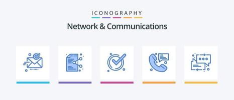 Network And Communications Blue 5 Icon Pack Including communication. contact. application. call. ok. Creative Icons Design vector