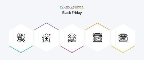 Black Friday 25 Line icon pack including store. market store. seasons. market. price vector