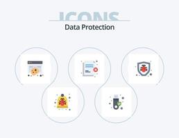 paquete de iconos planos de protección de datos 5 diseño de iconos. seguridad. archivo. USB. denegar. política vector